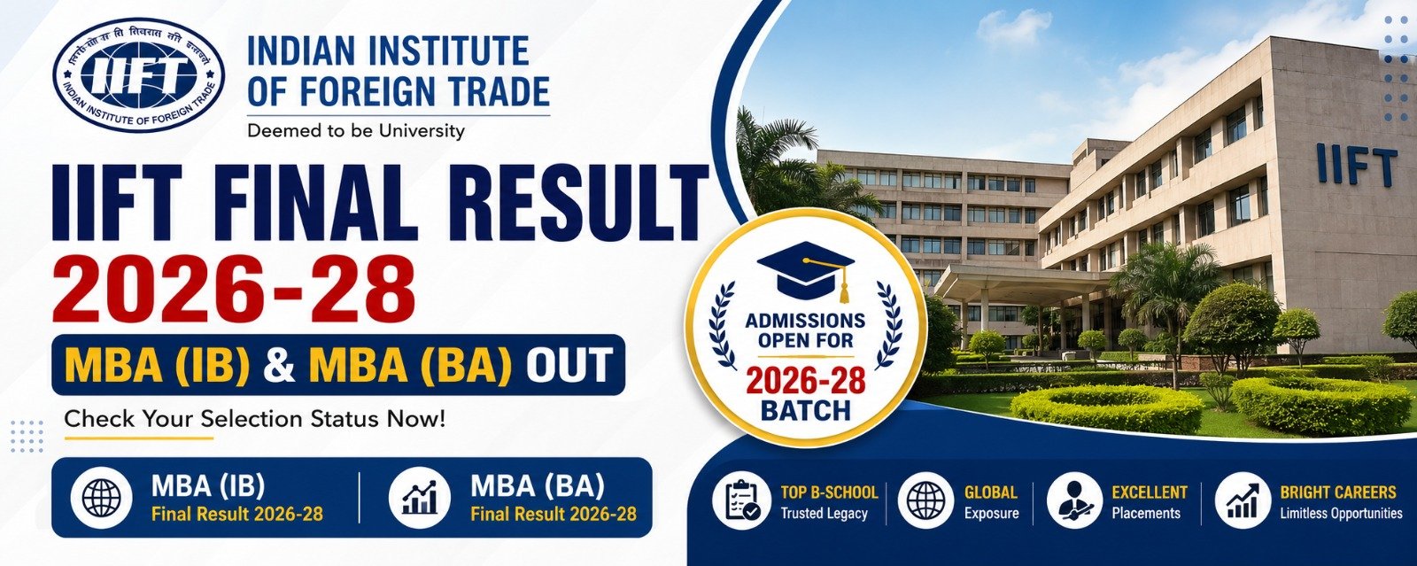 IIFT Final Result 2026 MBA IB BA